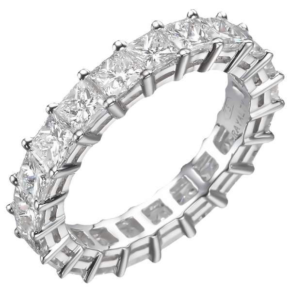 18K White Gold Princess-Cut Diamond Shared Prong Eternity Band - 3.90ctw | Dallas TX