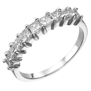 14K White Gold Princess Cut Diamond Shared Prong Wedding Band - Dallas TX