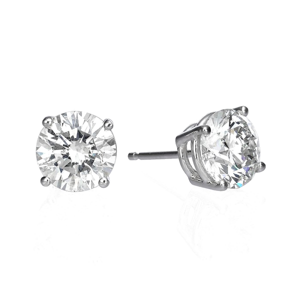 14K Gold Classic Round Brilliant Diamond Stud Earrings – 3.07ctw | Dallas TX