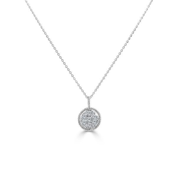 14K Rope Halo Circular Diamond Cluster Pendant Necklace - Dallas TX | Mariloff Diamonds