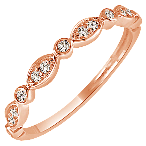 14K Rose Gold Diamond Accented Alternating Shapes Wedding Band - Dallas TX