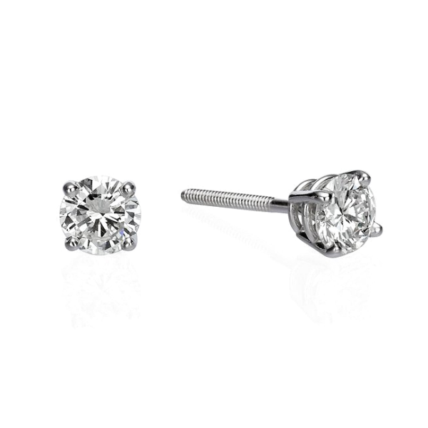 14K White Gold Classic 0.68ctw Round Brilliant Diamond Stud Earrings at Mariloff Diamonds in Dallas TX