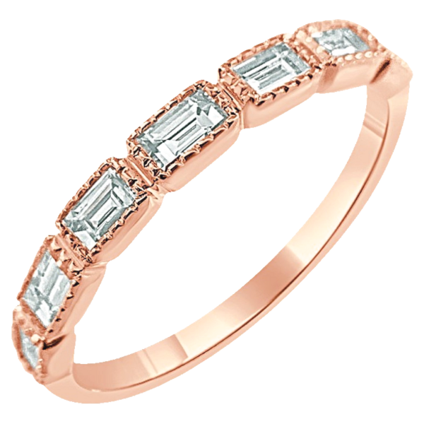 14K Gold 0.45ctw Bezel-Set Baguette Diamond Wedding Band - Image 3