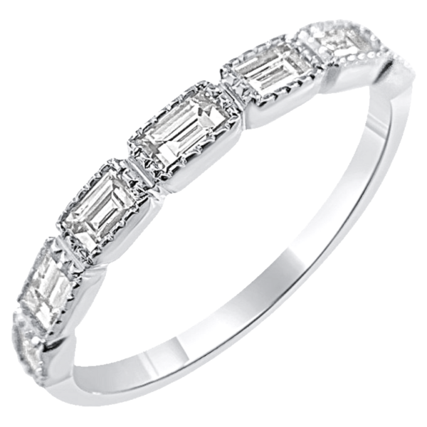 14K Gold 0.45ctw Bezel-Set Baguette Diamond Wedding Band - Image 2