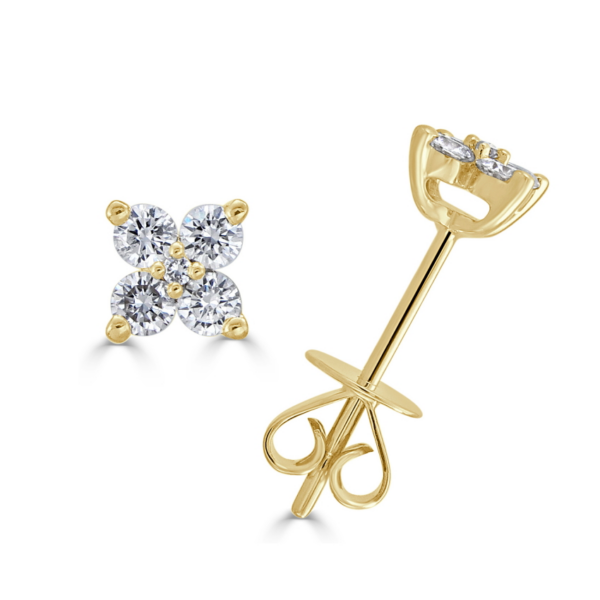 14K Five Stone Cluster Diamond Stud Earrings - Dallas TX | Mariloff Diamonds
