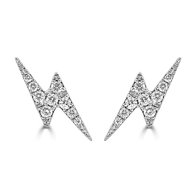 14K White Gold 0.13ctw Diamond Lightning Bolt Fashion Studs - Dallas TX | Mariloff