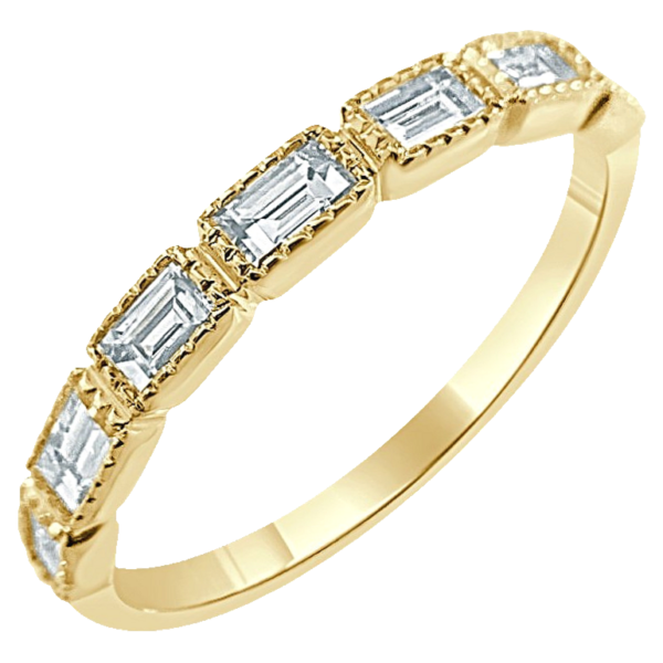 14K Gold 0.45ctw Bezel-Set Baguette Diamond Wedding Band