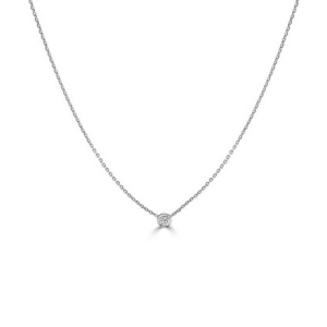 14K Gold Bezel Set Diamond Solitaire Pendant Necklace