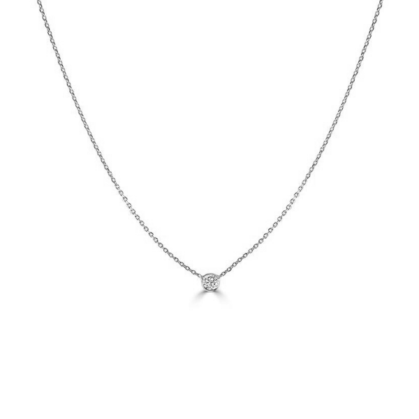 14K Gold Bezel Set Diamond Solitaire Pendant Necklace - Image 2