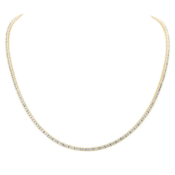 14K Gold Classic 3.12ctw Round Brilliant Diamond Tennis Necklace 17" - Dallas TX