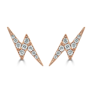 14K Rose Gold 0.13ctw Diamond Lightning Bolt Fashion Studs - Dallas TX