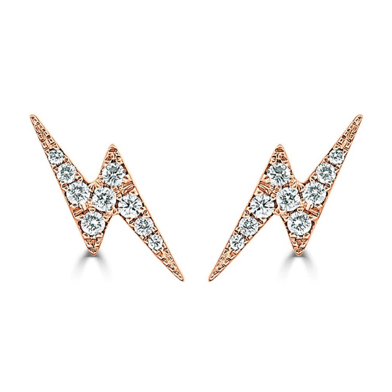 14K Rose Gold 0.13ctw Diamond Lightning Bolt Fashion Studs - Dallas TX