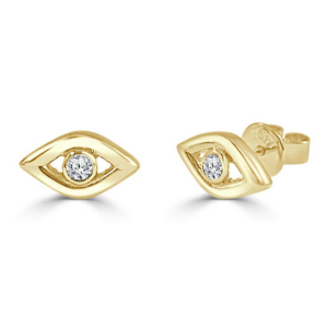 14K Gold Diamond Accented Evil Eye Stud Earrings - Dallas TX