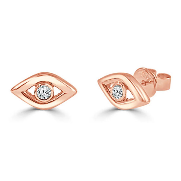 14K Diamond Accented Evil Eye Stud Earrings - Dallas TX | Mariloff Diamonds
