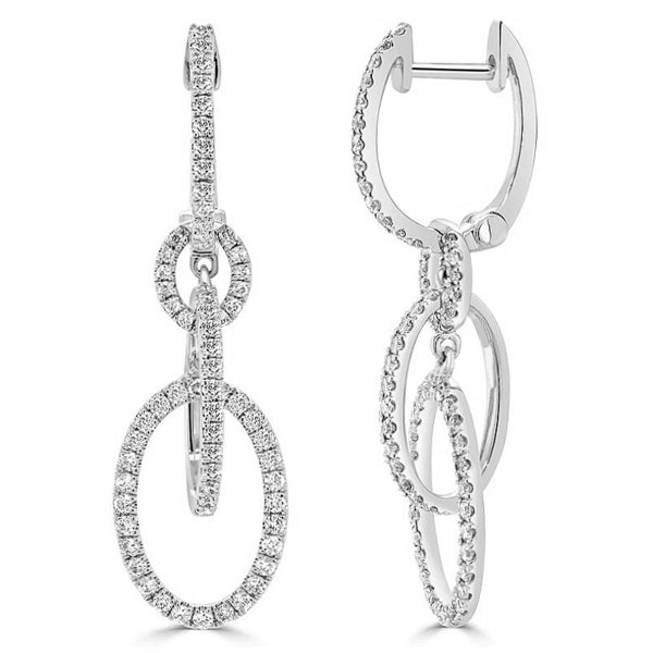 14K Gold Oval-Link Diamond Accented Fashion Earrings - Dallas TX