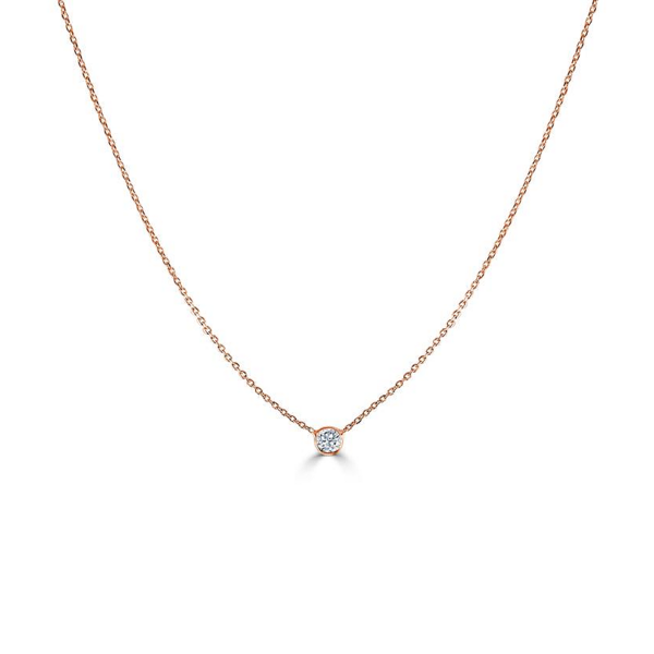 14K Gold Bezel Set Diamond Solitaire Pendant Necklace - Image 3
