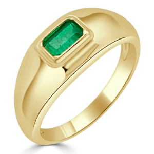 14K Yellow Gold Bezel-Set Green Emerald Domed Fashion Ring - Dallas | Mariloff Diamonds