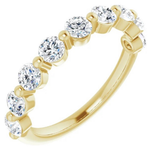 14K Yellow Gold Single Shared-Prong Diamond Band - Dallas | Mariloff Diamonds