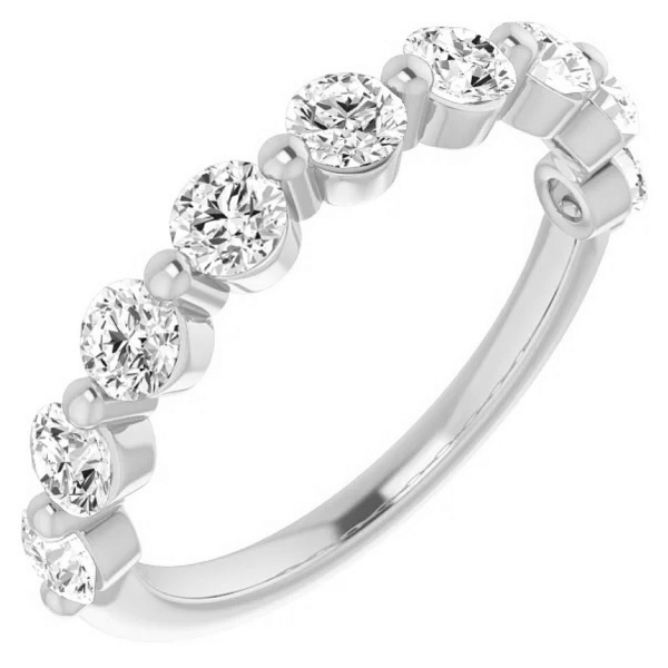 14K White Gold 1.20ctw Single Shared-Prong Diamond Band - Dallas TX