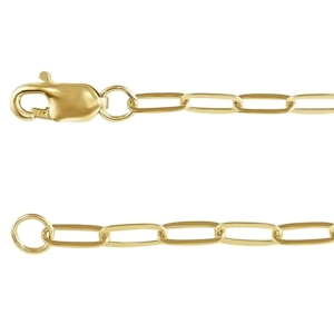 14K Yellow Gold Classic 2.1MM Paperclip Chain-Link Necklace 20