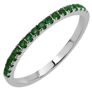 14K 0.26ctw Round Green Emerald Stackable Wedding Band - Dallas TX