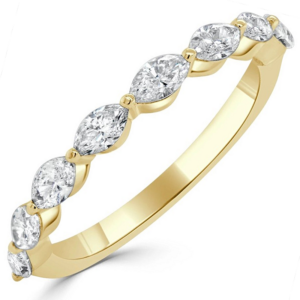 14K Gold East-West Marquise Cut Diamond Wedding Band