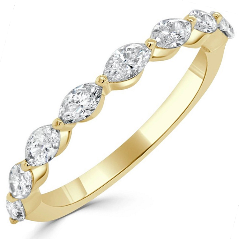 14K Gold East-West Marquise Cut Diamond Wedding Band Classic 5
