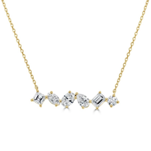 14K Off-Set Multi Fancy Shape Diamond Bar Necklace - Dallas TX | Mariloff Diamonds