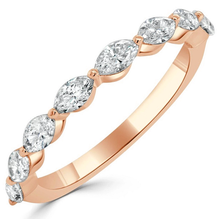 14K Gold East-West Marquise Cut Diamond Wedding Band Classic 6