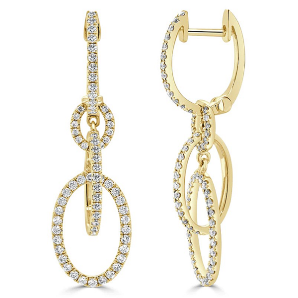 14K Oval-Link Diamond Accented Fashion Earrings - Dallas TX | Mariloff Diamonds