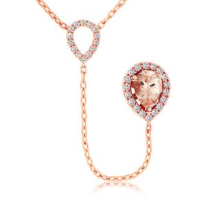 14K Rose Gold Pear-Cut Morganite and Diamond Y-Necklace - Dallas TX