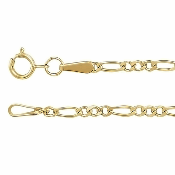 14K Gold Classic 1.9MM Figaro Chain Link Necklace 16" - Mariloff Diamonds | Dallas TX