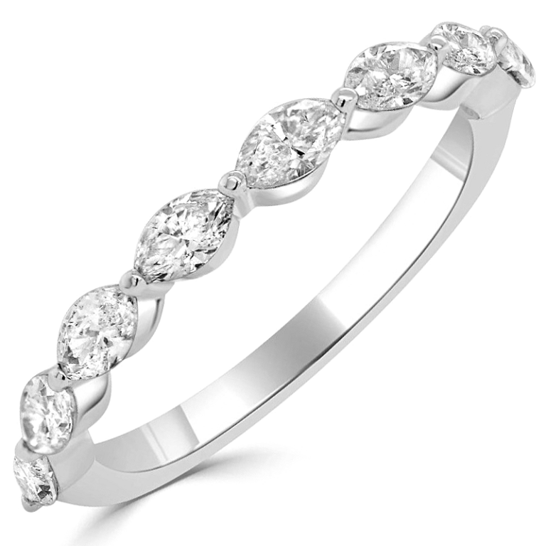 14K Gold East-West Marquise Cut Diamond Wedding Band Classic 4