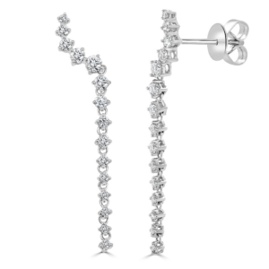 14K Gold Graduated Diamond Climber Link Earrings