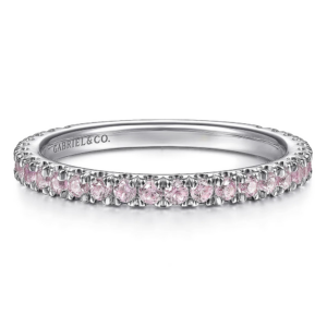 14K Gold Round Pink Zircon Stackable Wedding Band - Dallas TX