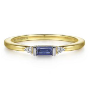 14K Gold East-West Sapphire and Diamond Stackable Band