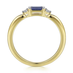 14K Gold East-West Sapphire and Diamond Stackable Band