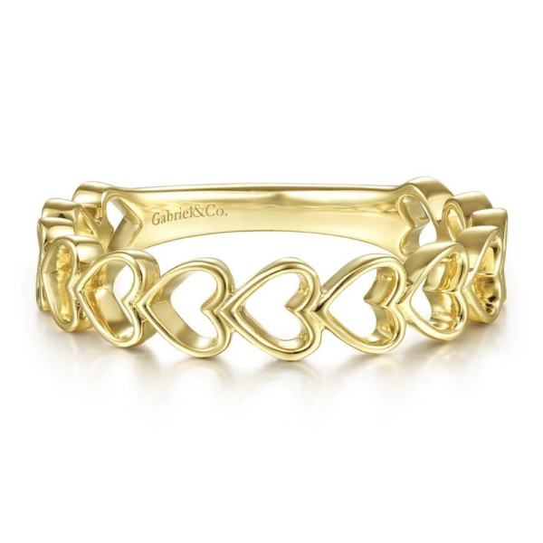 14K Gold Negative Space Heart Shape Stackable Band - Dallas TX