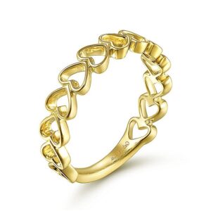 14K Yellow Gold Negative Space Heart Shape Stackable Ring - Dallas TX
