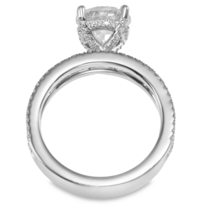 14K Gold Wide-Band Baguette and Round Diamond Engagement Ring Mounting Engagement Rings 6