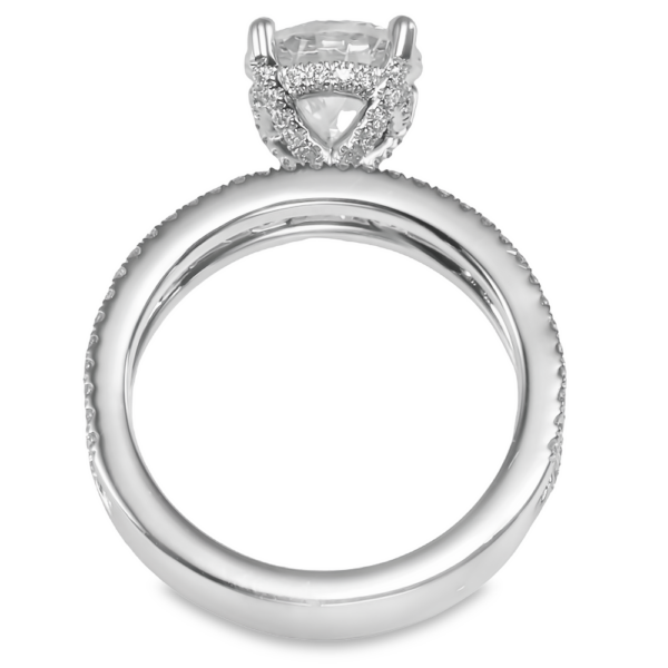 14K Gold Wide-Band Baguette and Round Diamond Engagement Ring Mounting - Image 3