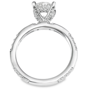 14K Gold Alternating Baguette and Round Diamond Engagement Ring Mounting Engagement Rings 8