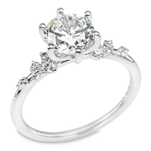 14K Gold 6-Prong Diamond Accented Round Brilliant Engagement Ring - Dallas TX | Mariloff Diamonds