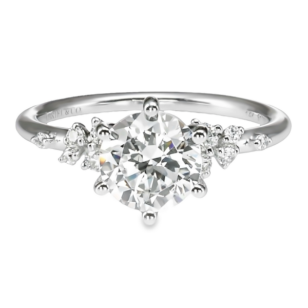 14K 6-Prong Diamond Accented Round Brilliant Engagement Ring | Mariloff Diamonds - Dallas TX