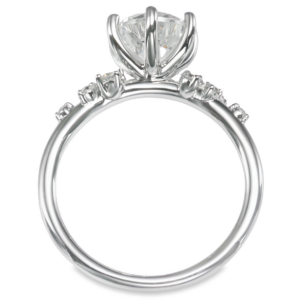 14K White Gold 6-Prong Diamond Accented Round Brilliant Engagement Ring | Mariloff Diamonds