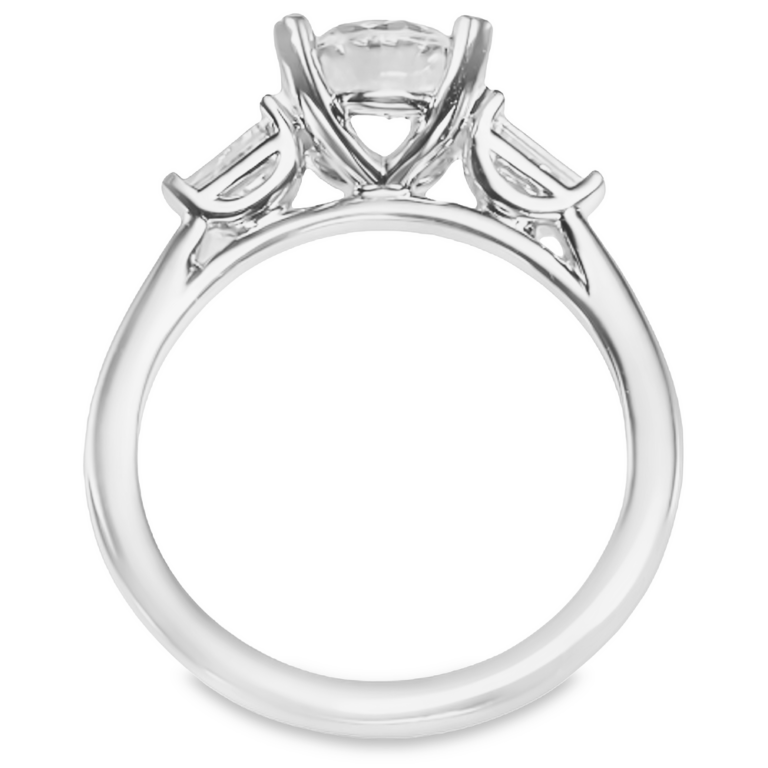 14K Gold Three-Stone Claw Prong Tapered-Baguette Diamond Engagement Mounting Engagement Rings 8