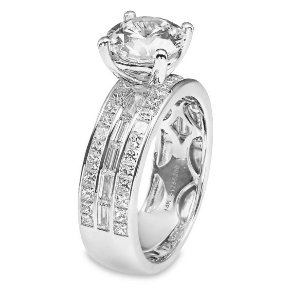 14K Gold Channel-Set Baguette and Princess Cut Diamond Engagement Ring - Dallas TX