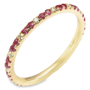 14K Gold Alternating Ruby and Diamond Eternity Wedding Band - Dallas TX