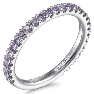 14K Gold Round Amethyst Stackable Wedding Band – Dallas TX | Mariloff Diamonds