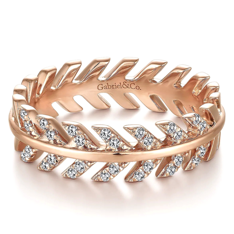 14K Rose Gold Chevron Ring with .15ctw Diamonds Size 6.5 Fine Jewelry 3